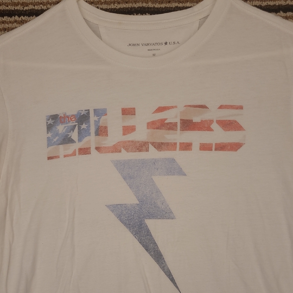 JOHN VARVATOS Limited Edition White Red THE KILLERS Cotton M Mens T Shirt RARE